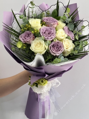Lilac & White Rose Bouquet